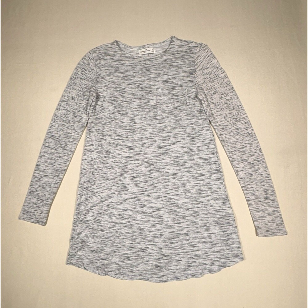 Abercrombie & Fitch Women’s XS Gray Heathered Knit Crew Neck Pocket Tee